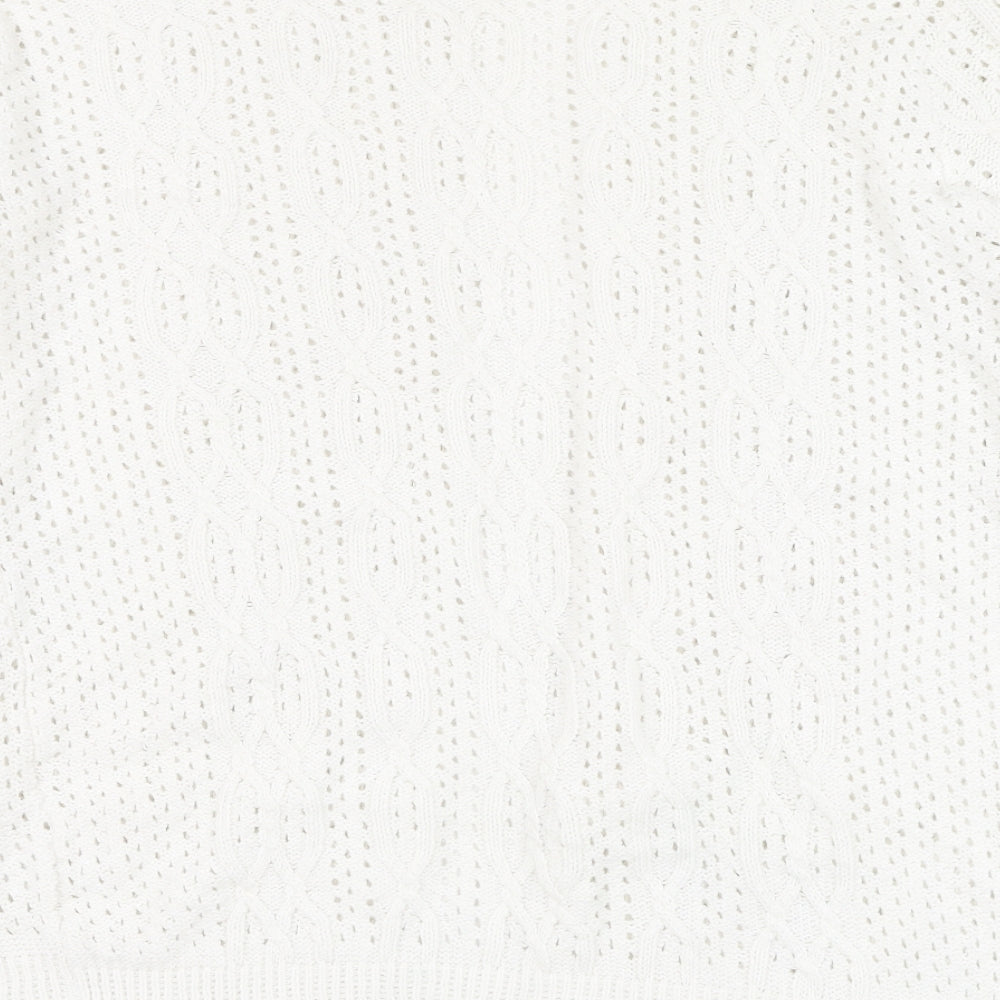 Beaumonde Womens Ivory Square Neck Polyester Cardigan Jumper Size S