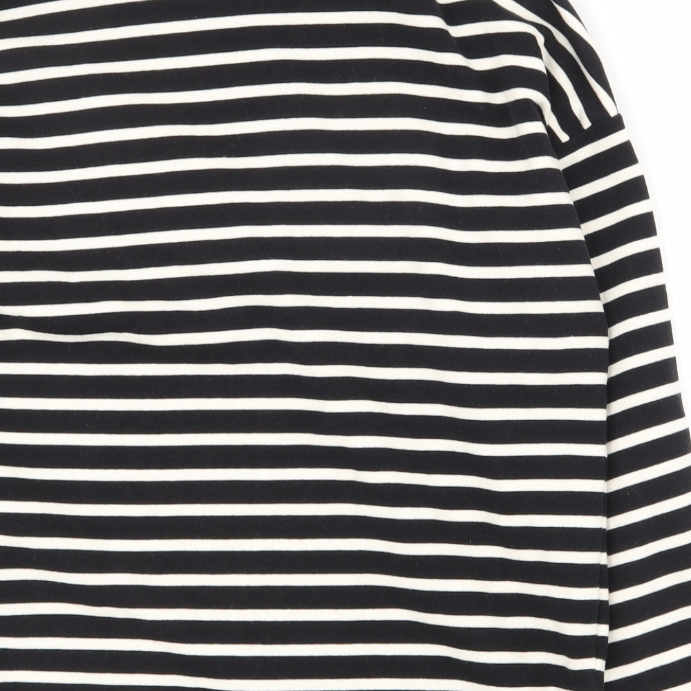 TU Womens Black Striped Cotton Pullover Sweatshirt Size 8 Pullover