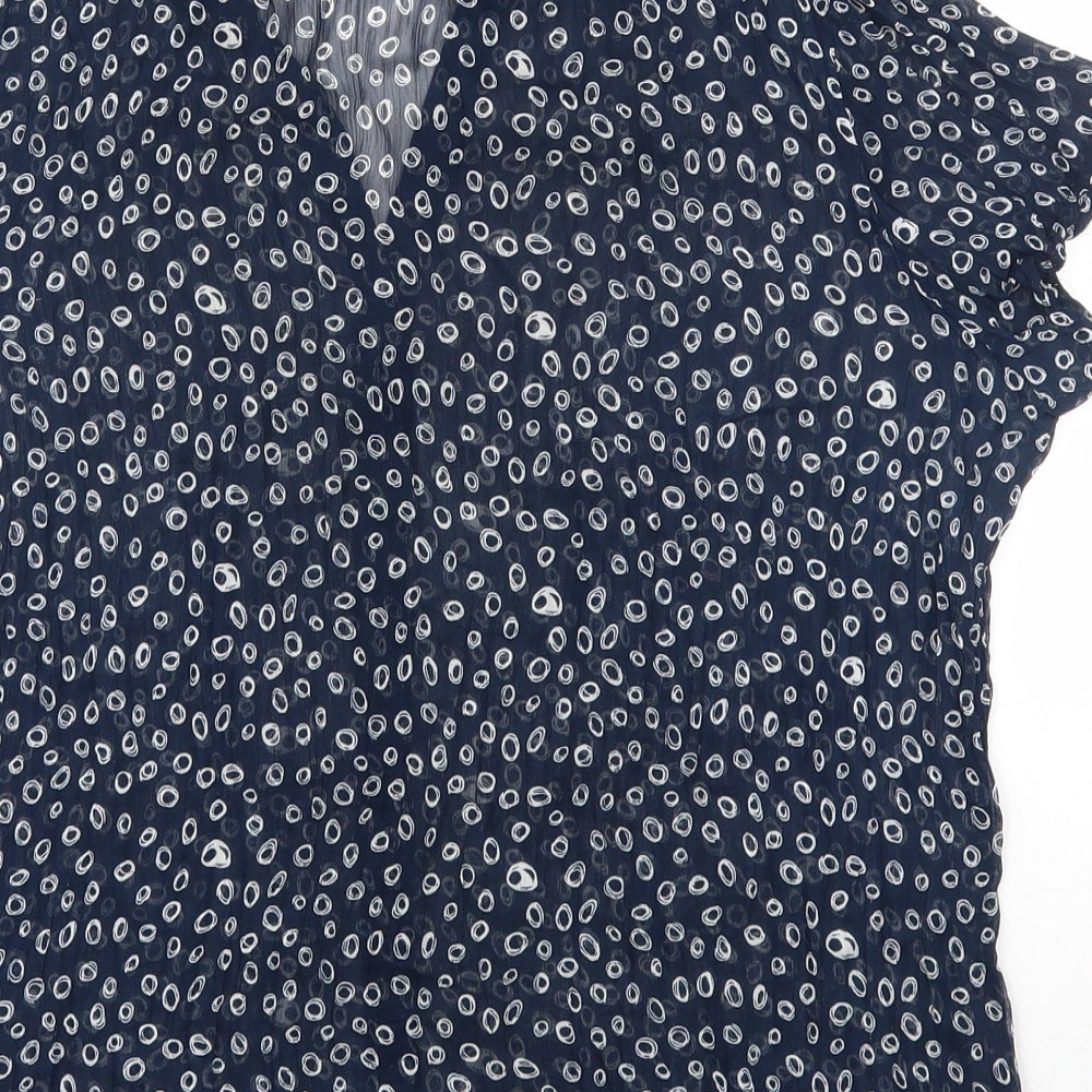 Katrin Womens Blue Geometric Polyester Basic Button-Up Size 14 Collared