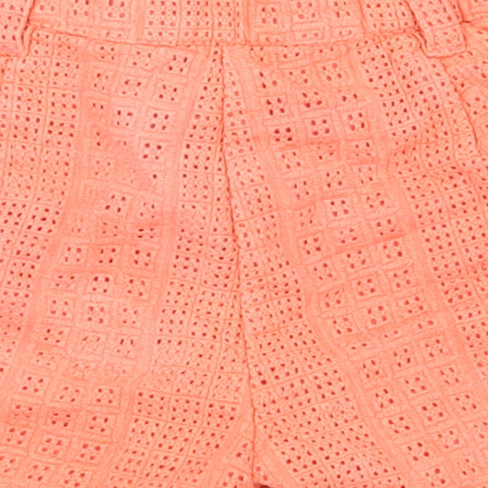 NEXT Girls Pink 100% Cotton Chino Shorts Size 7 Years Regular Zip
