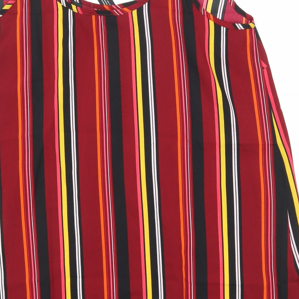Simply Be Womens Multicoloured Striped Polyester Basic Tank Size 14 Scoop Neck