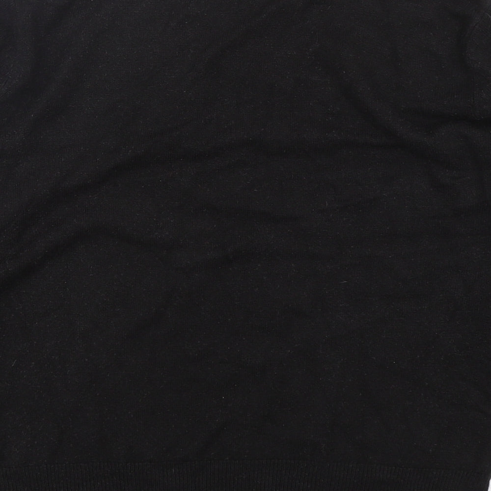 M&Co Womens Black V-Neck Acrylic Pullover Jumper Size L