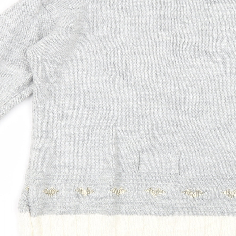 Cincan Girls Grey High Neck Acrylic Tunic Jumper Size 11-12 Years Pullover - I Love You