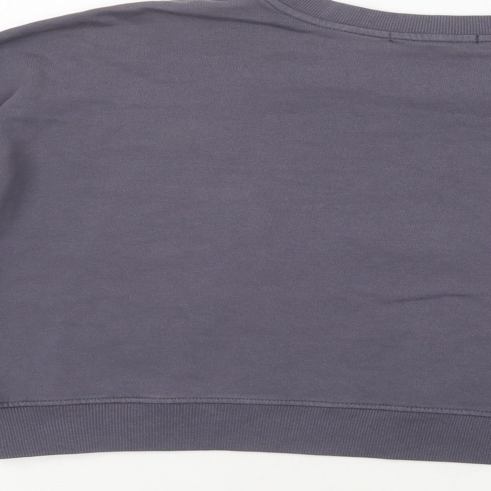 Missguided Womens Grey Cotton Pullover Sweatshirt Size 8 Pullover - Cropped