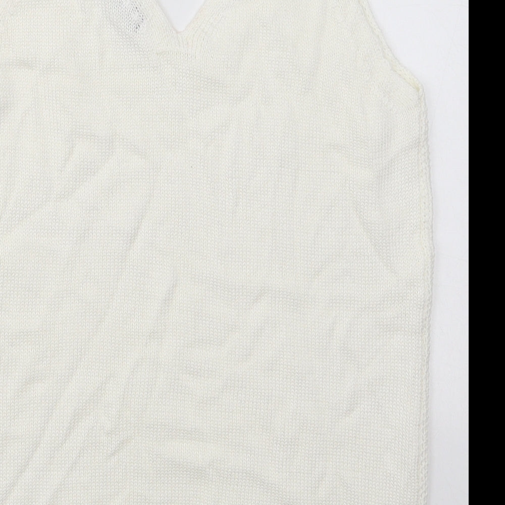 F&F Womens White V-Neck Cotton Vest Jumper Size 8