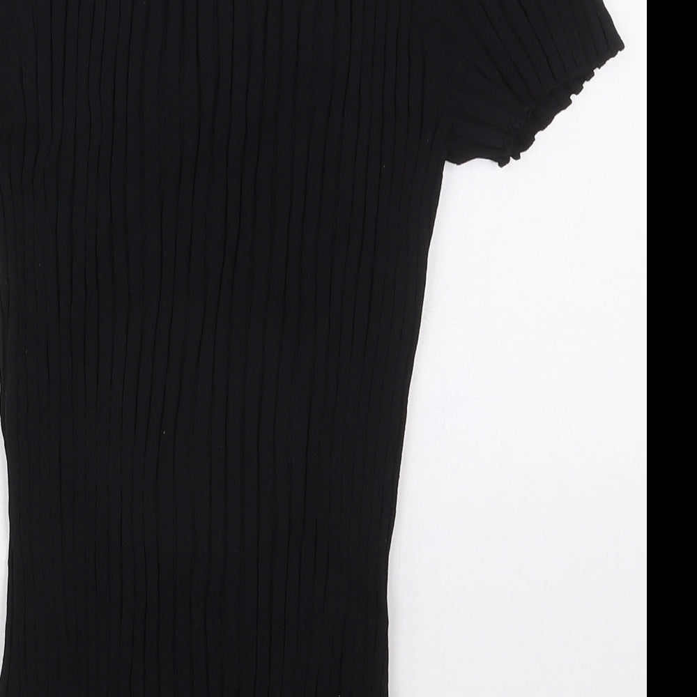 Medici Womens Black Viscose Basic T-Shirt Size M Scoop Neck