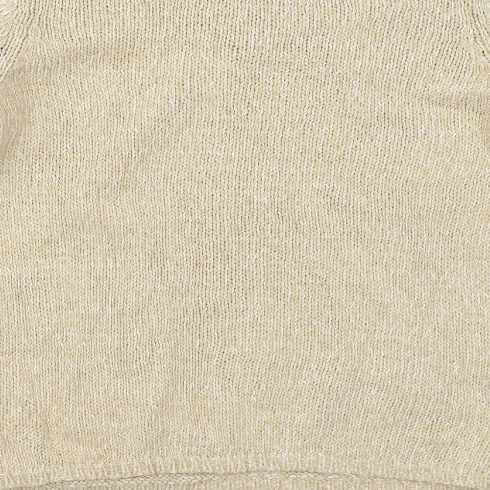 Marks & Spencer Womens Beige V-Neck Cotton Pullover Jumper Size 14