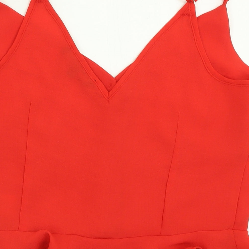 Cameo Rose Womens Red Polyester Cropped Tank Size 6 V-Neck