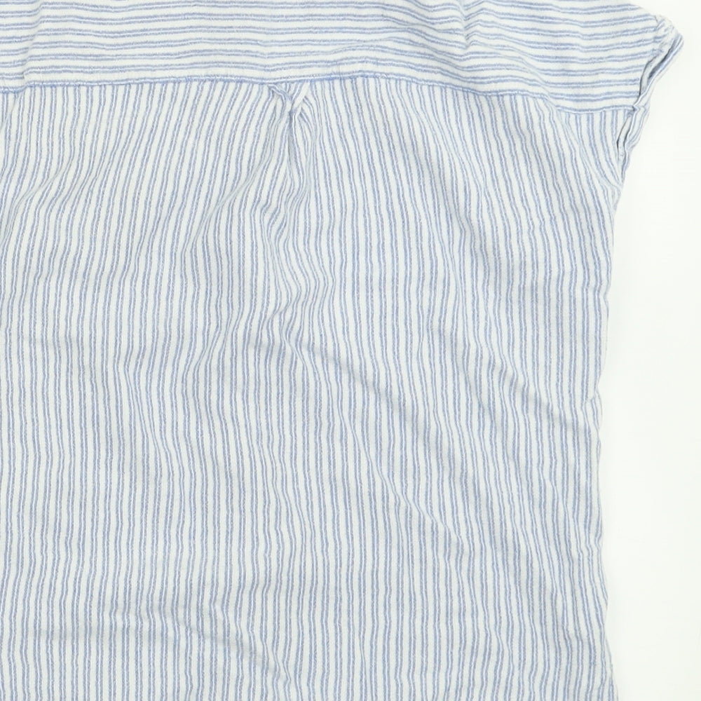 New Look Womens Blue Striped Viscose Basic Button-Up Size 10 Collared