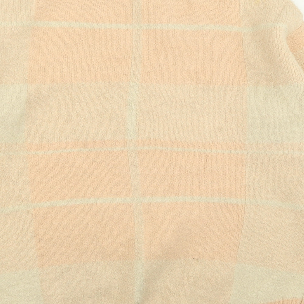 Atmosphere Womens Pink Crew Neck Plaid Acrylic Pullover Jumper Size 4