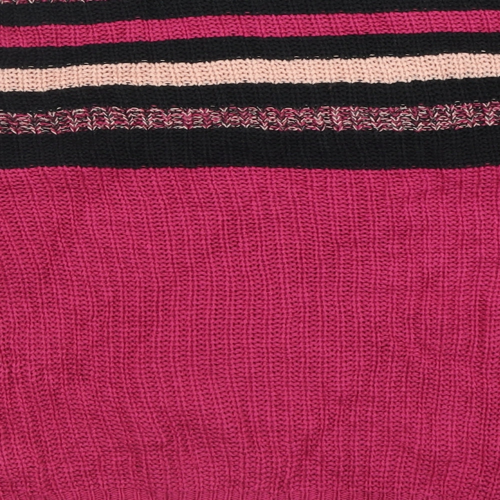 Studio Womens Purple Crew Neck Striped Acrylic Pullover Jumper Size 12
