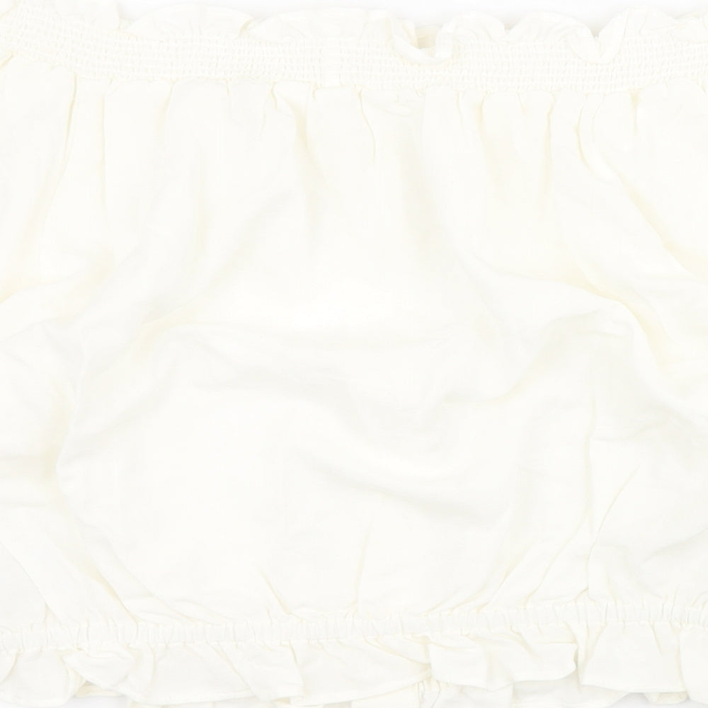 H&M Womens White Viscose Basic Blouse Size 8 Off the Shoulder