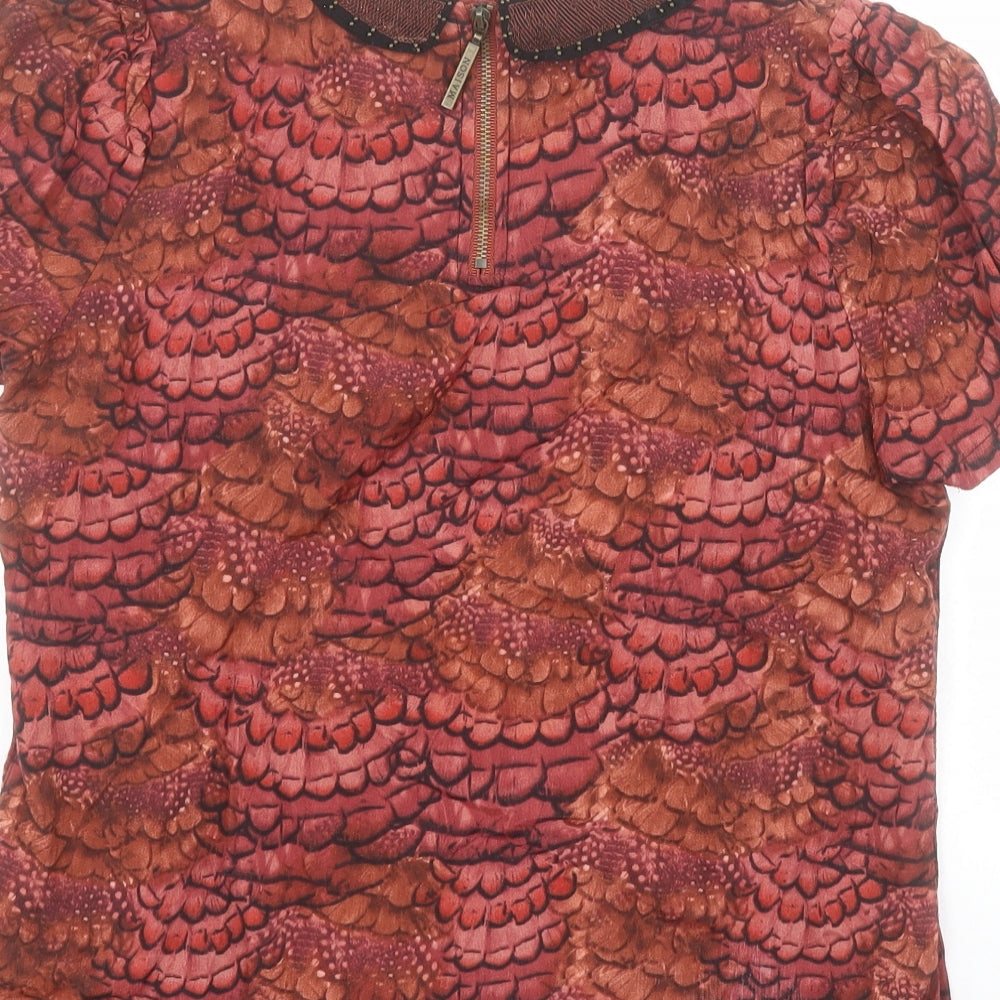 Maison Scotch Womens Brown Viscose Basic Blouse Size S Collared