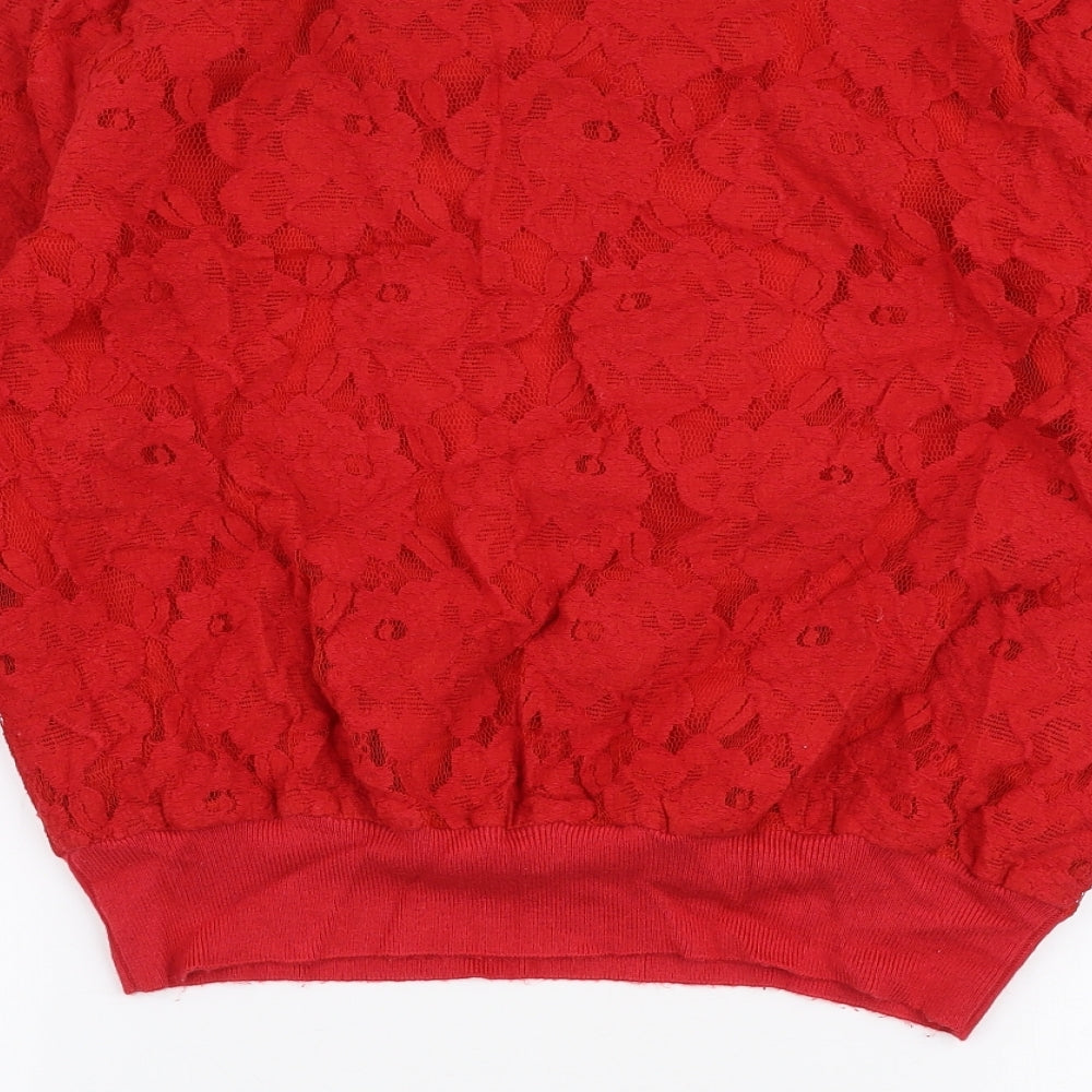 H&M Womens Red Cotton Pullover Sweatshirt Size M Pullover
