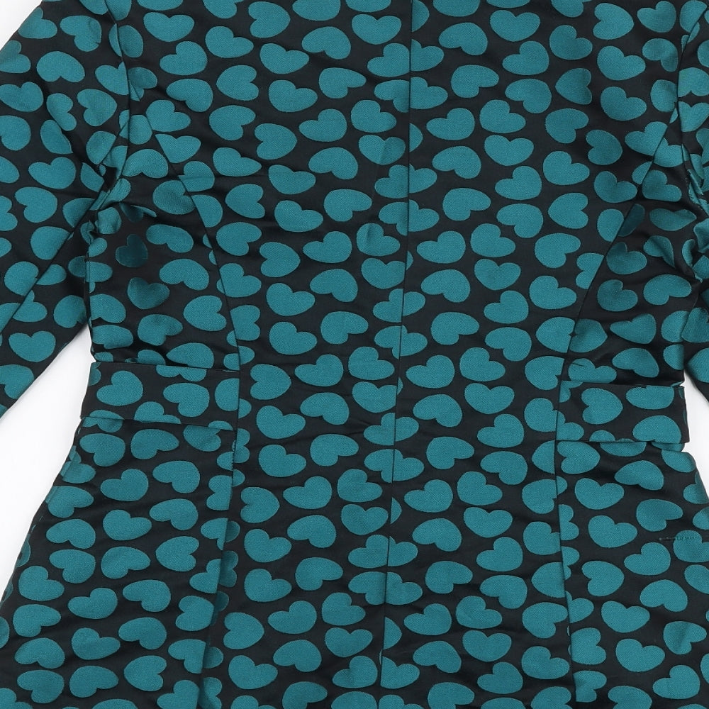 World Wide Wear Womens Green Overcoat Coat Size 6 Button - Hearts