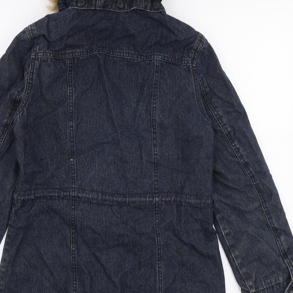 RE Womens Blue Parka Coat Size 42 Zip