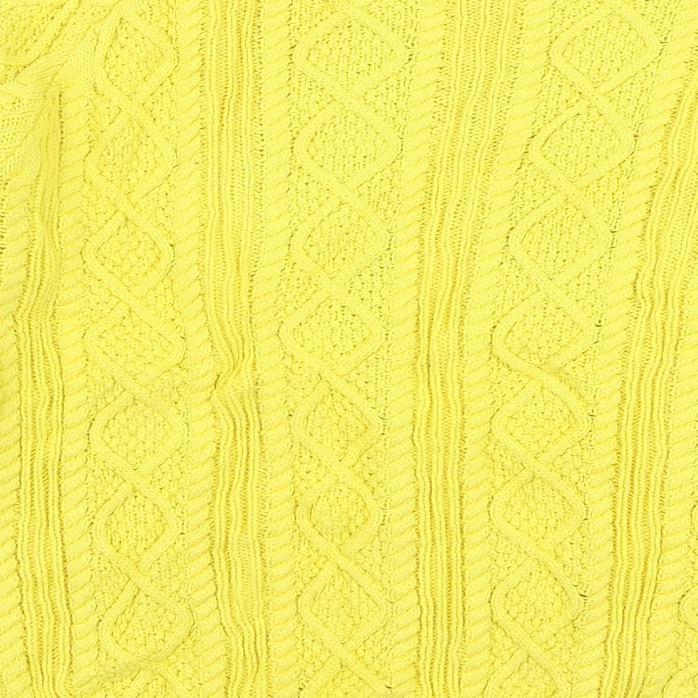 Tru Collection Womens Yellow Boat Neck 100% Cotton Pullover Jumper Size S