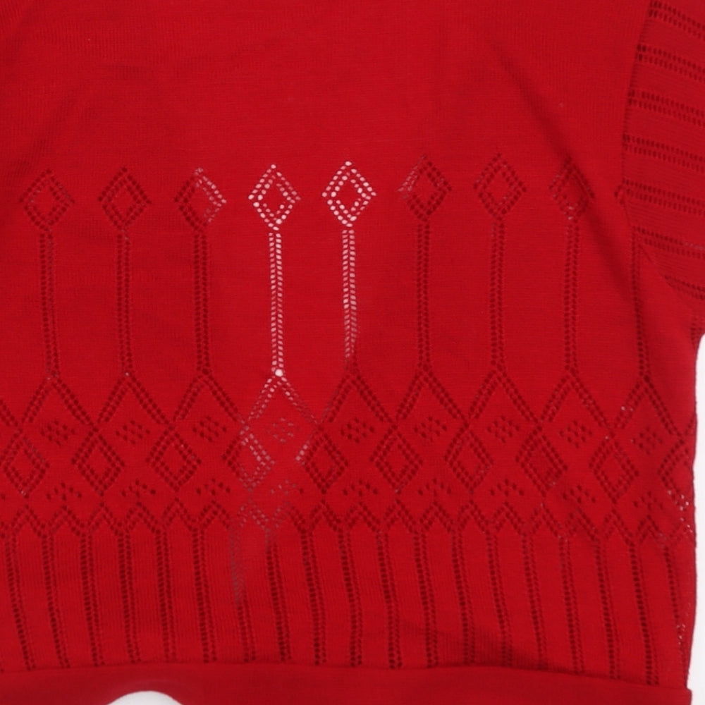 AMARANTO Womens Red V-Neck Polyester Cardigan Jumper Size S