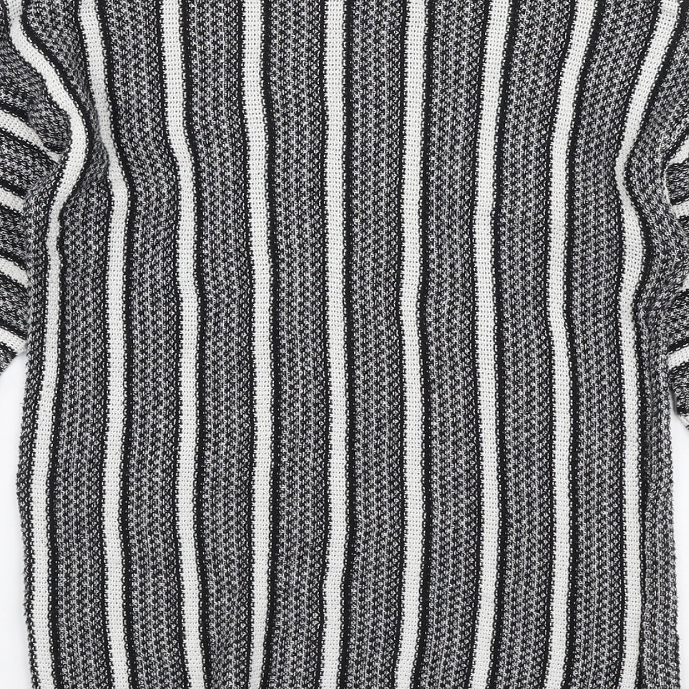 Topshop Womens Grey High Neck Striped Polyester Pullover Jumper Size 8