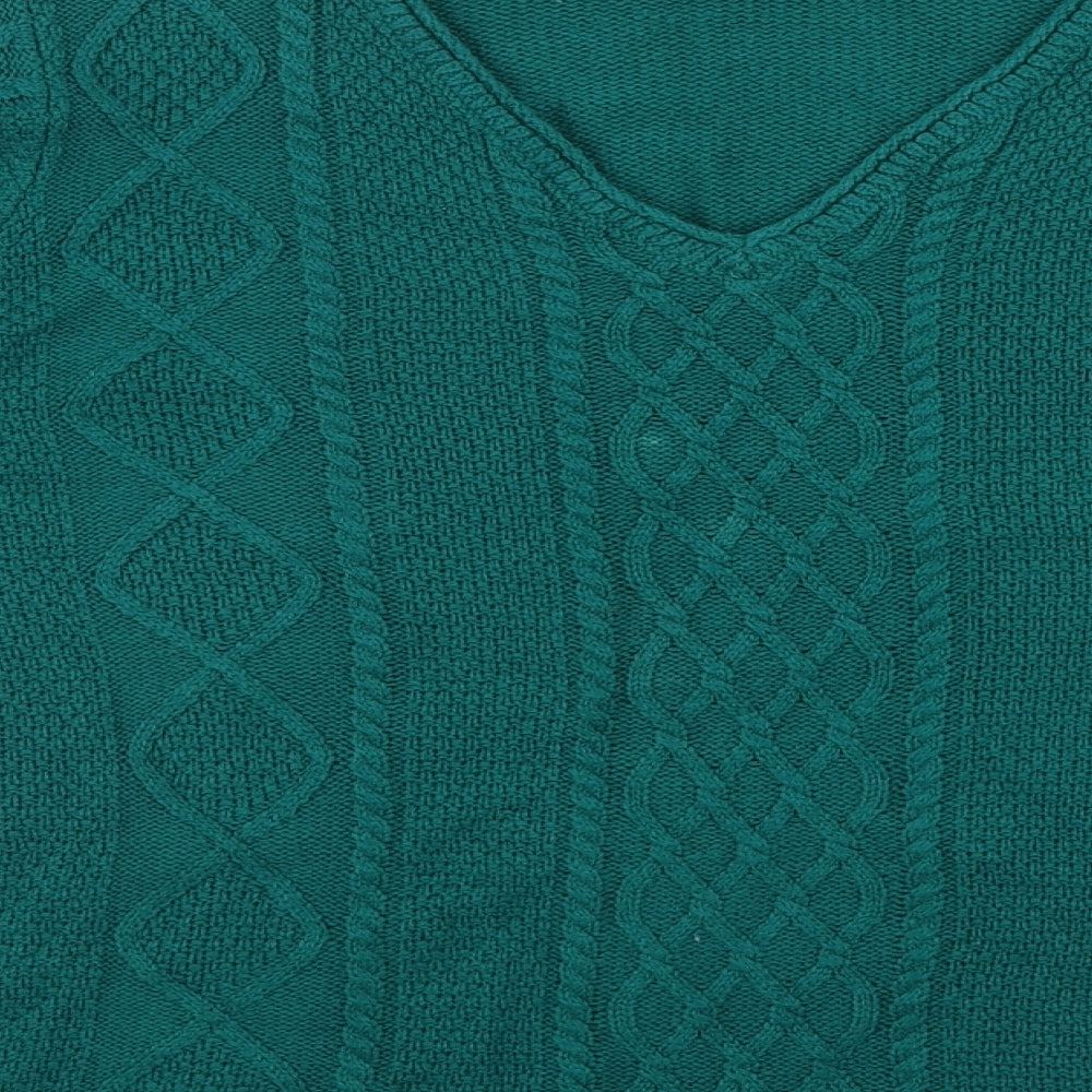 ISLE Womens Green V-Neck Acrylic Pullover Jumper Size M