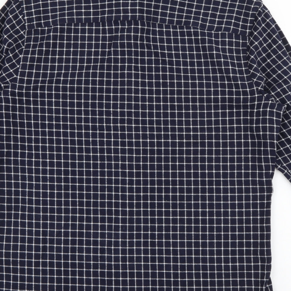 Nigel Hall Mens Blue Plaid Cotton Button-Up Size M Collared Button