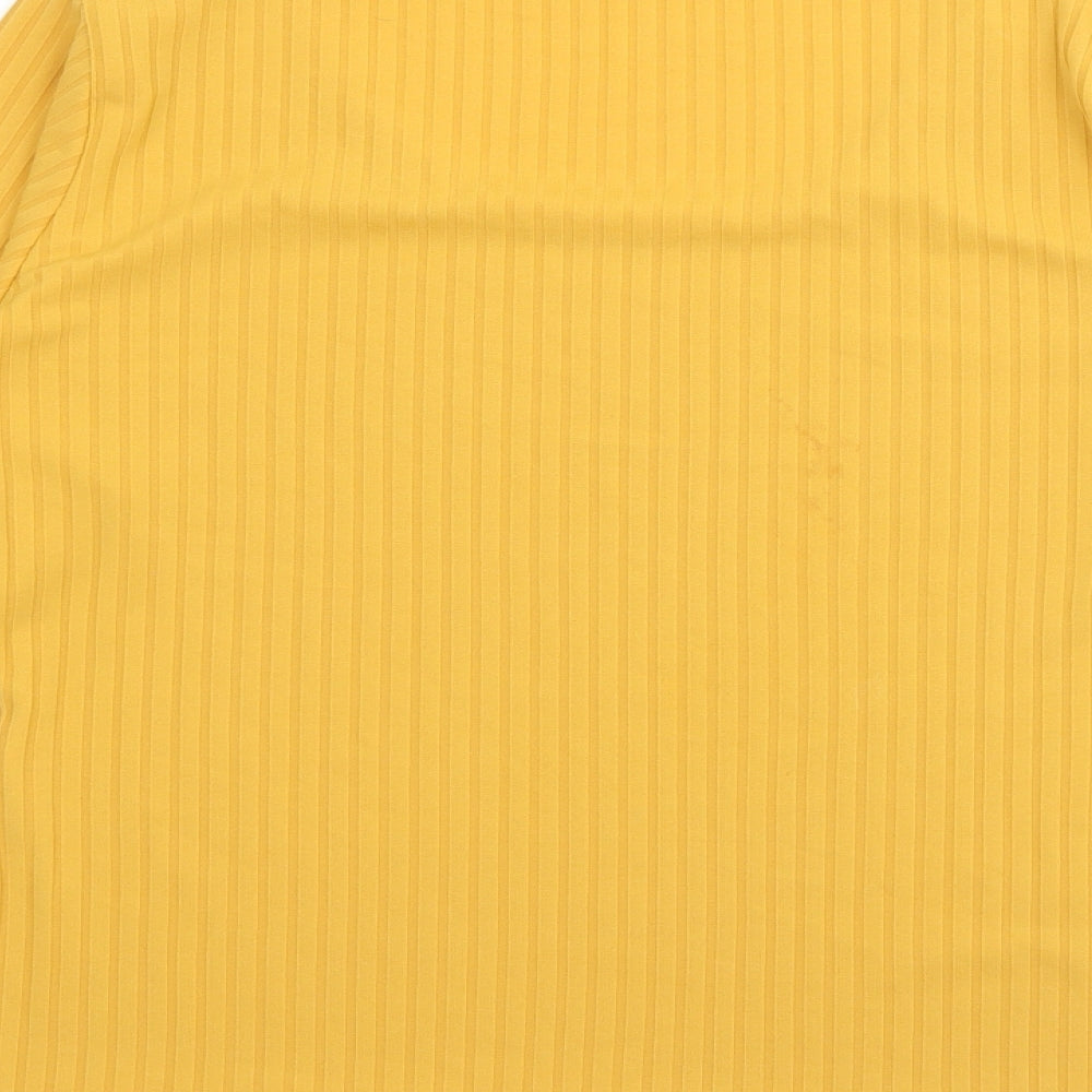 Quiz Womens Yellow Crew Neck Polyester Pullover Jumper Size 14
