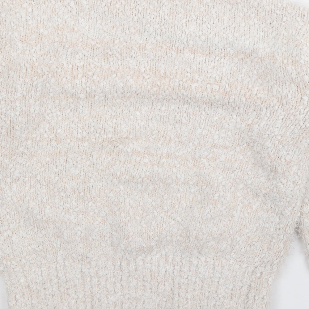 Papaya Womens Ivory High Neck Polyester Pullover Jumper Size S
