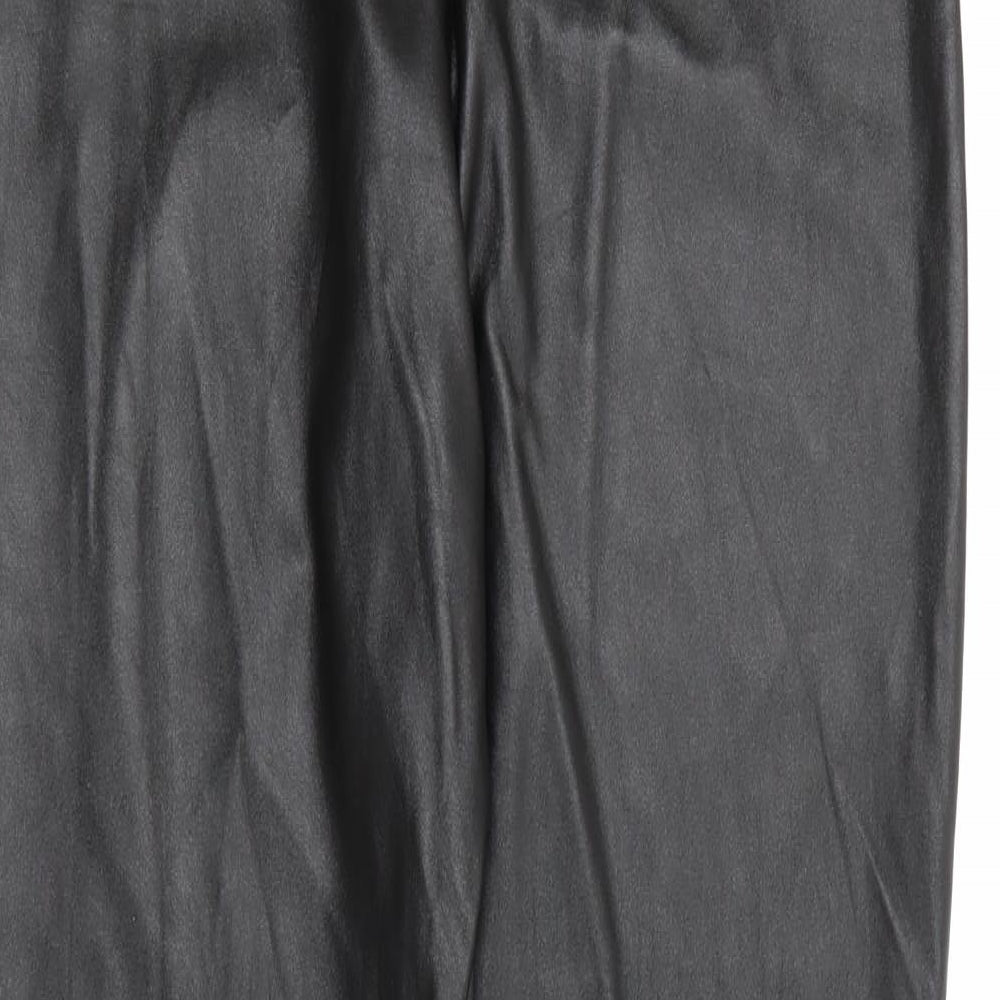 PRETTYLITTLETHING Womens Black Polyester Pedal Pusher Leggings Size 8 L24 in