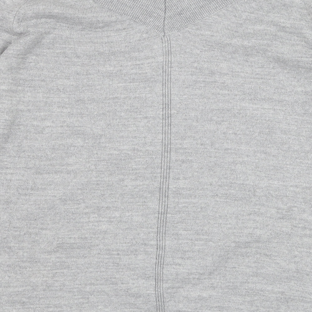 TU Womens Grey V-Neck Acrylic Pullover Jumper Size 10