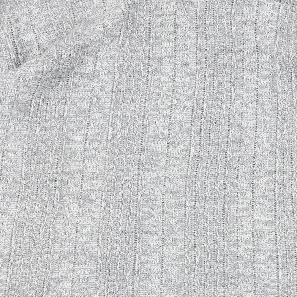 Marks & Spencer Womens Grey Square Neck Acrylic Full Zip Jumper Size XL