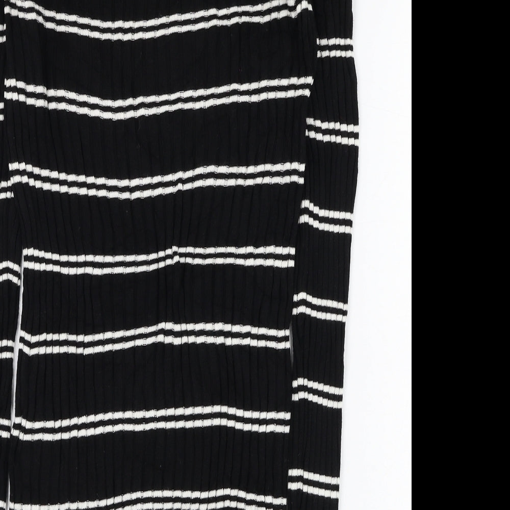 H&M Womens Black Round Neck Striped Acrylic Pullover Jumper Size S
