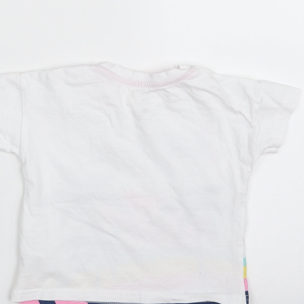 F&F Girls White 100% Cotton Basic T-Shirt Size 9-12 Months Crew Neck Pullover - Little Surfer