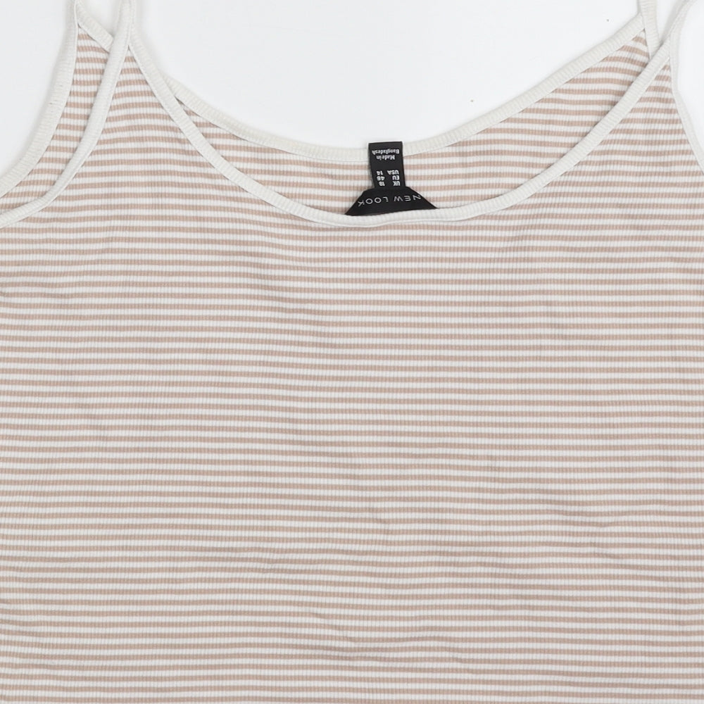 New Look Womens Beige Striped Cotton Camisole Tank Size 18 Round Neck - Cropped