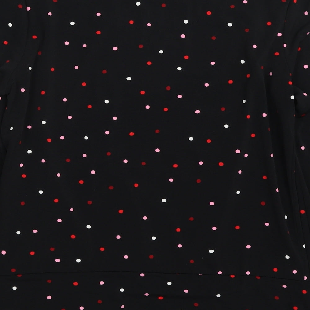 Warehouse Womens Black Polka Dot Polyester Basic Blouse Size 8 Crew Neck