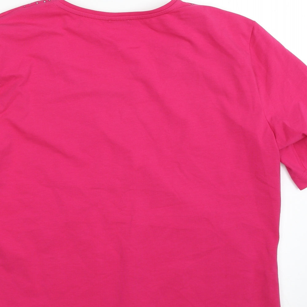 Gerry Weber Womens Pink Polyester Basic T-Shirt Size M Scoop Neck