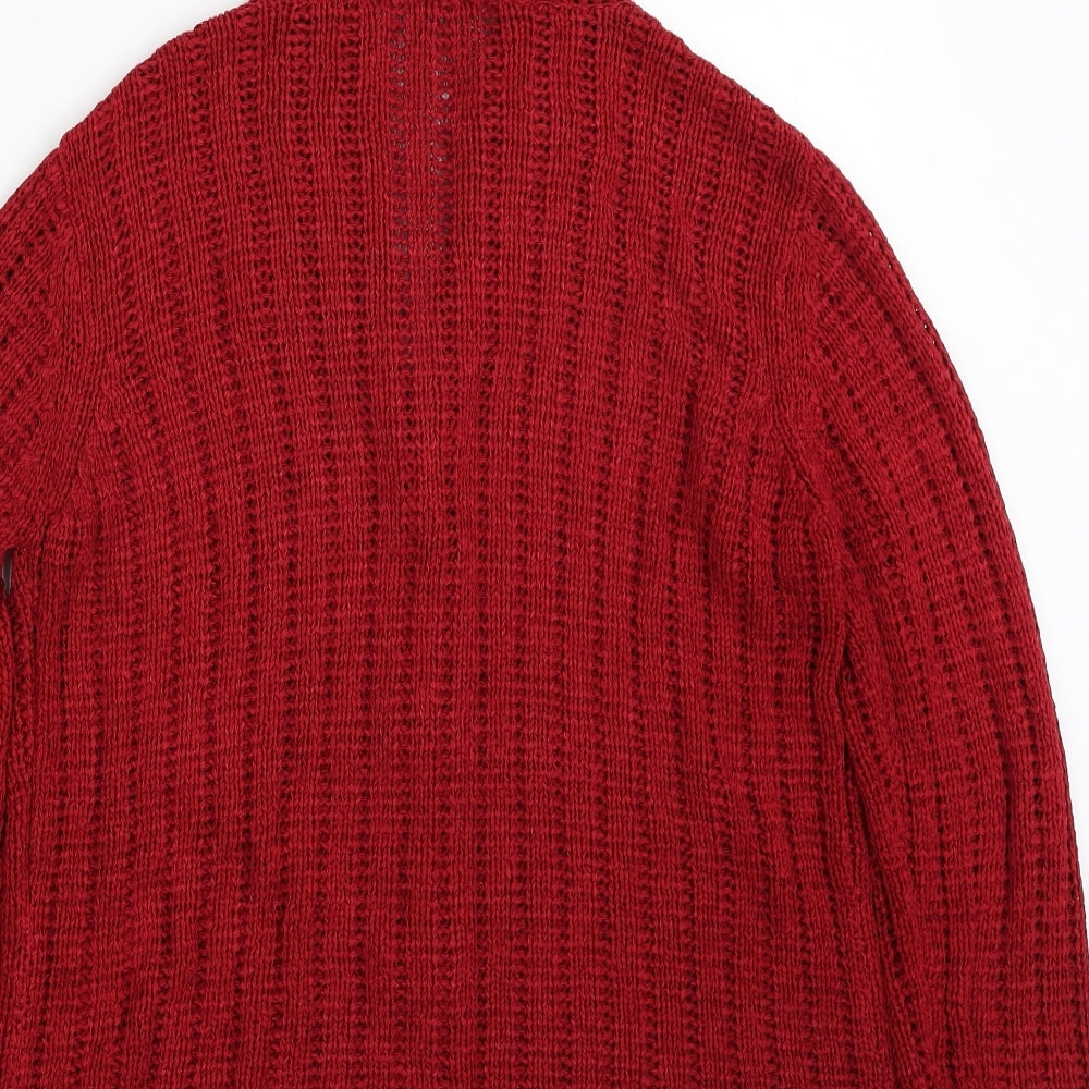 Per Una Womens Red Collared Acrylic Cardigan Jumper Size M