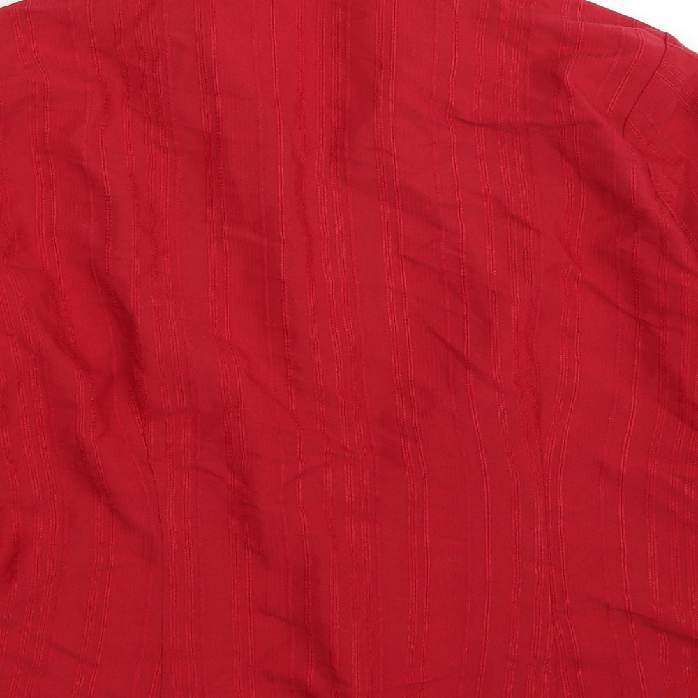 AMARANTO Womens Red Striped Viscose Basic Button-Up Size 16 Collared