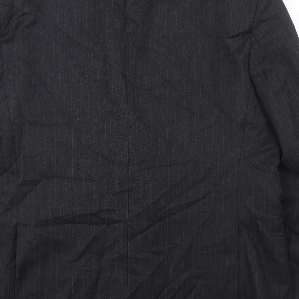 SCOTT Mens Grey Striped Polyester Jacket Suit Jacket