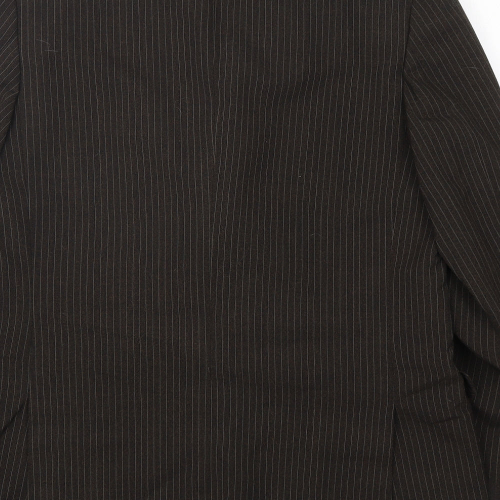 Hector Powe Mens Brown Striped Polyester Jacket Suit Jacket