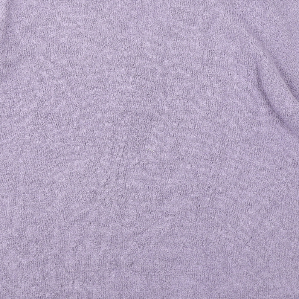 Damart Womens Purple Acrylic Basic T-Shirt Size 14 V-Neck