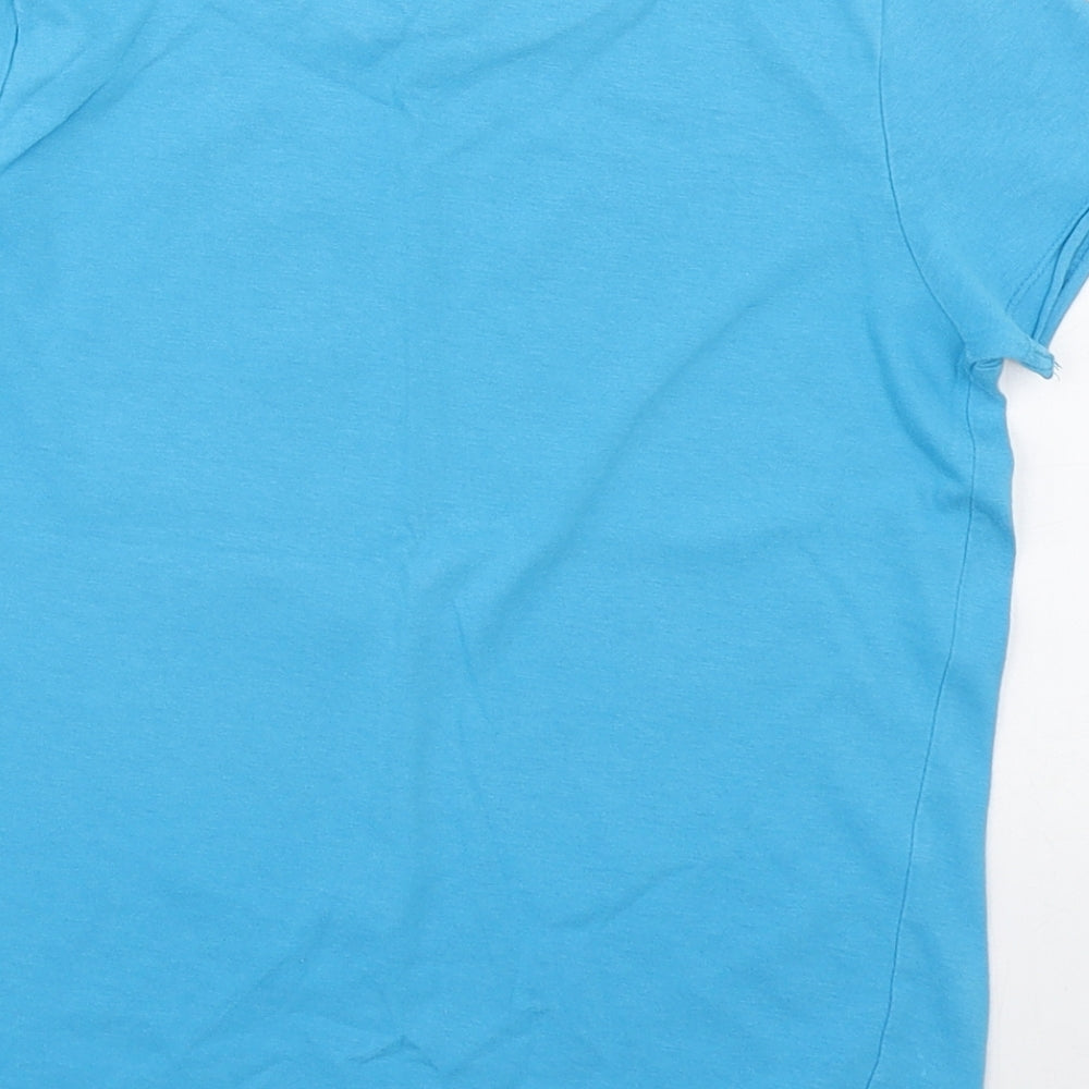 Little Kids Boys Blue 100% Cotton Basic T-Shirt Size 6-7 Years Round Neck Pullover