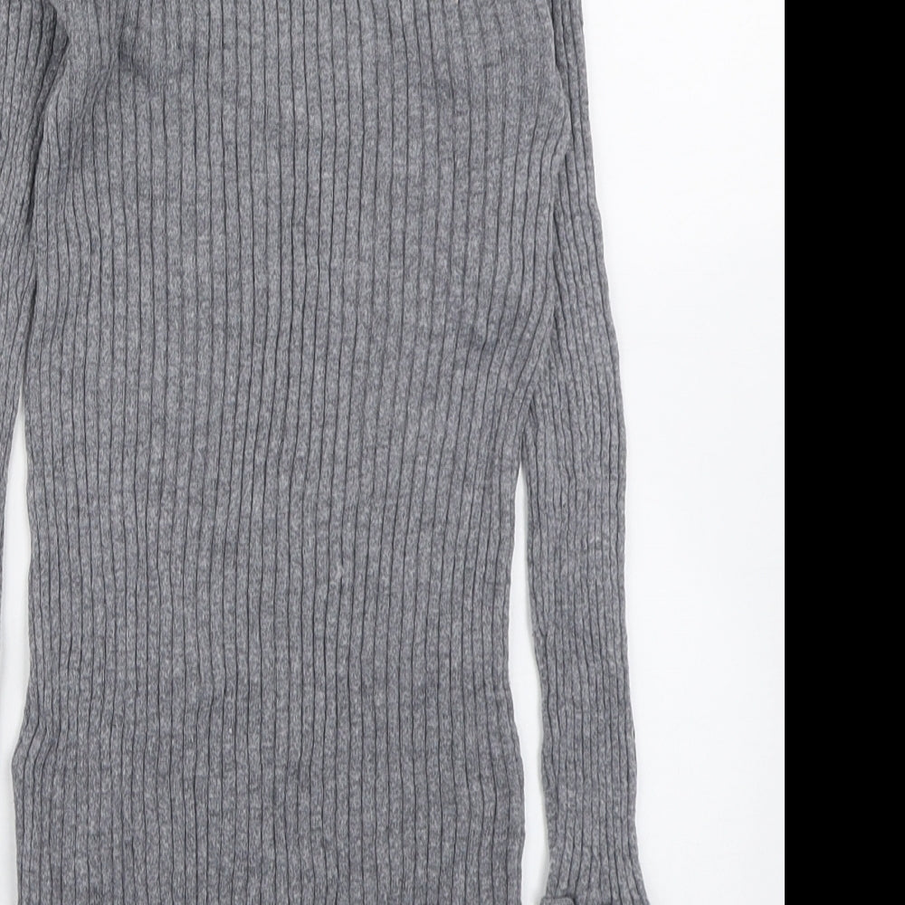 Topshop Womens Grey High Neck Viscose Pullover Jumper Size 8