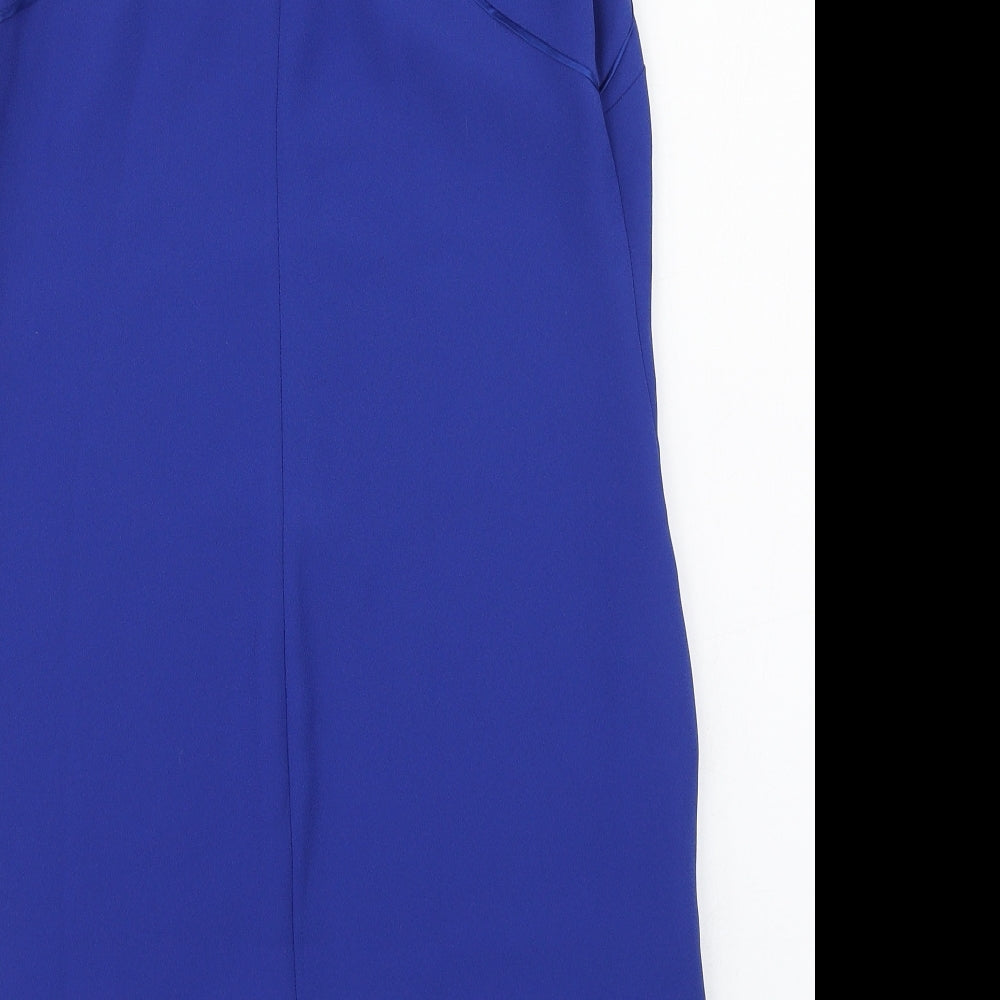 Coast Womens Blue Polyester Pencil Dress Size 12 Scoop Neck Zip