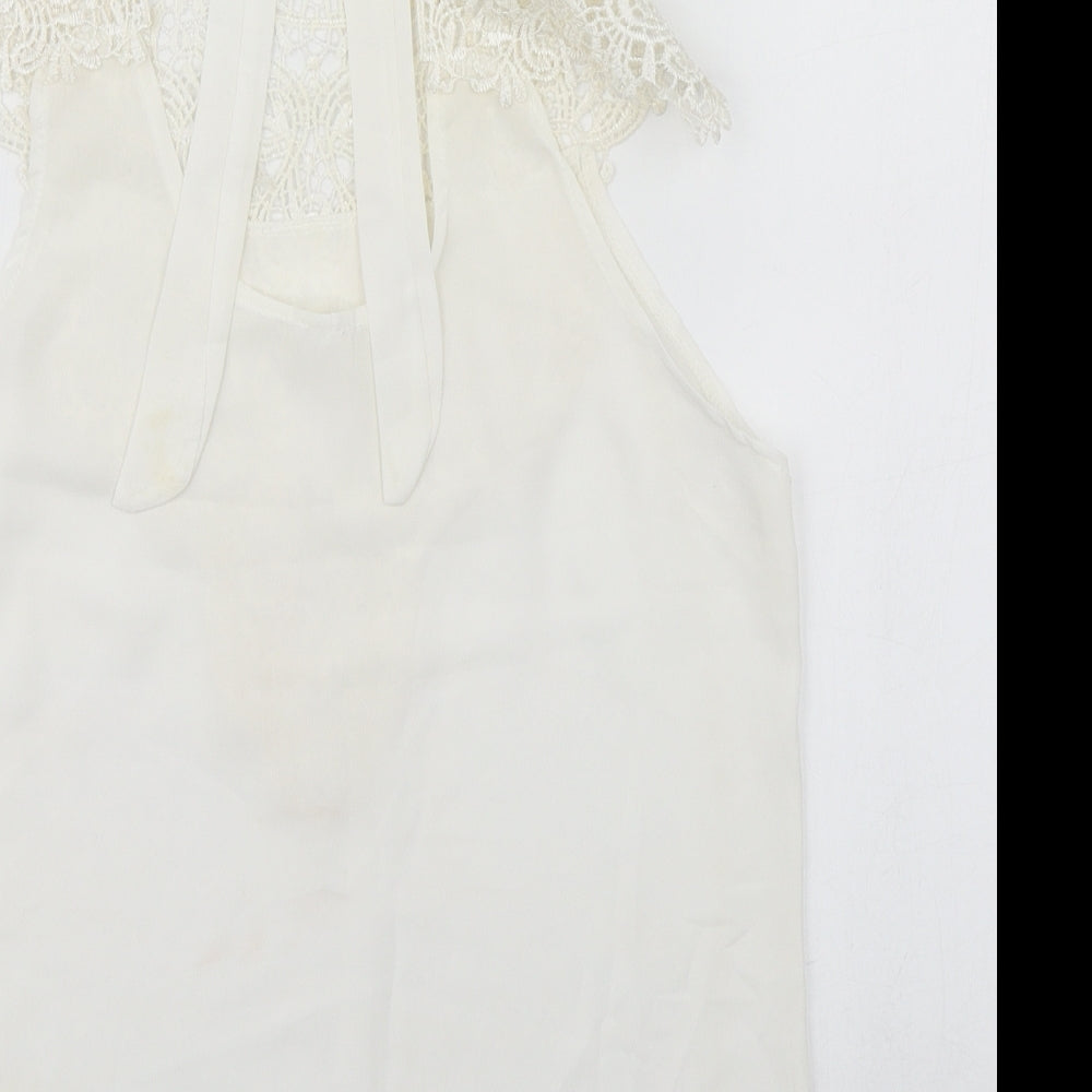 Preworn Womens Ivory Cotton Tunic Blouse Size S Round Neck