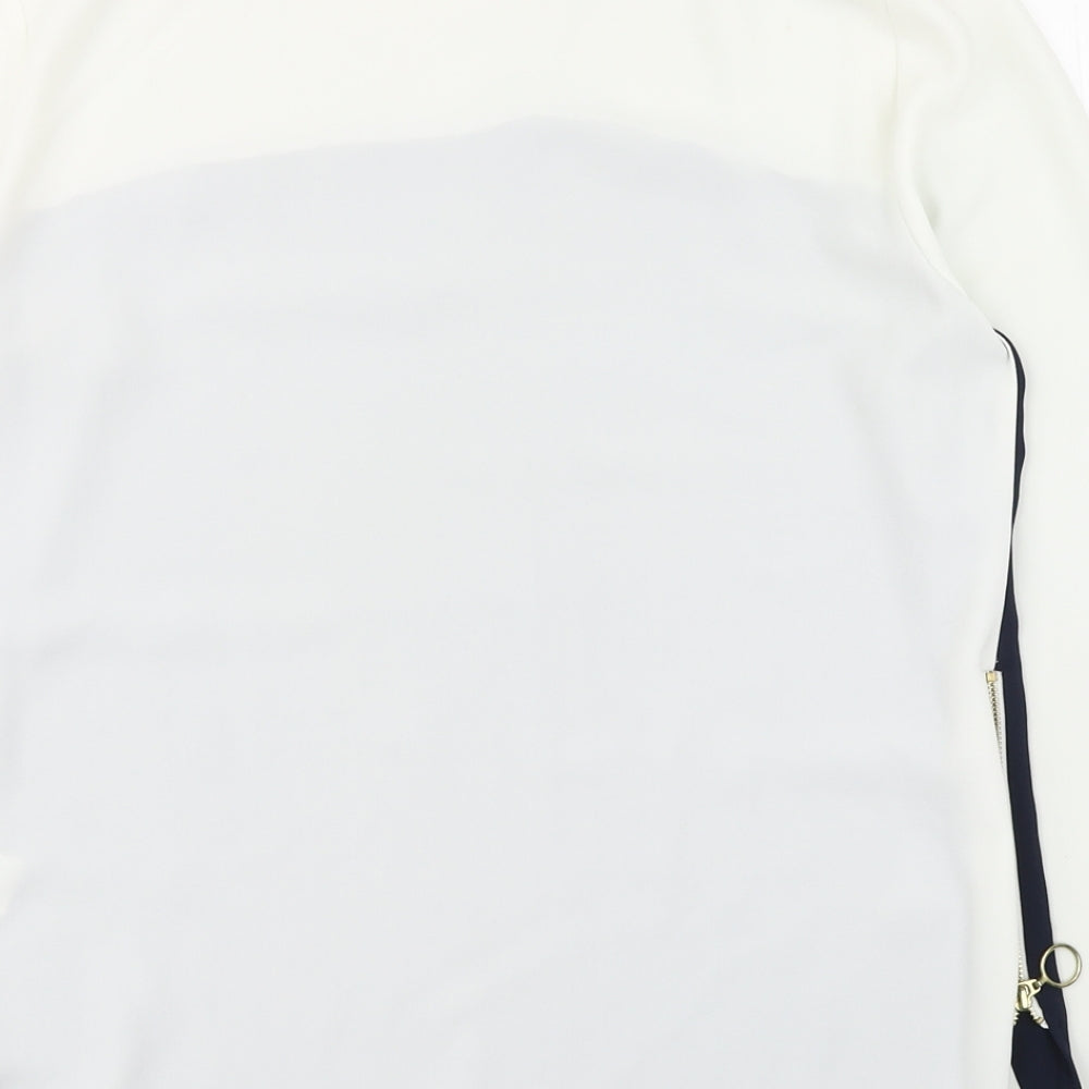 Dorothy Perkins Womens White Polyester Basic Blouse Size 12 Boat Neck
