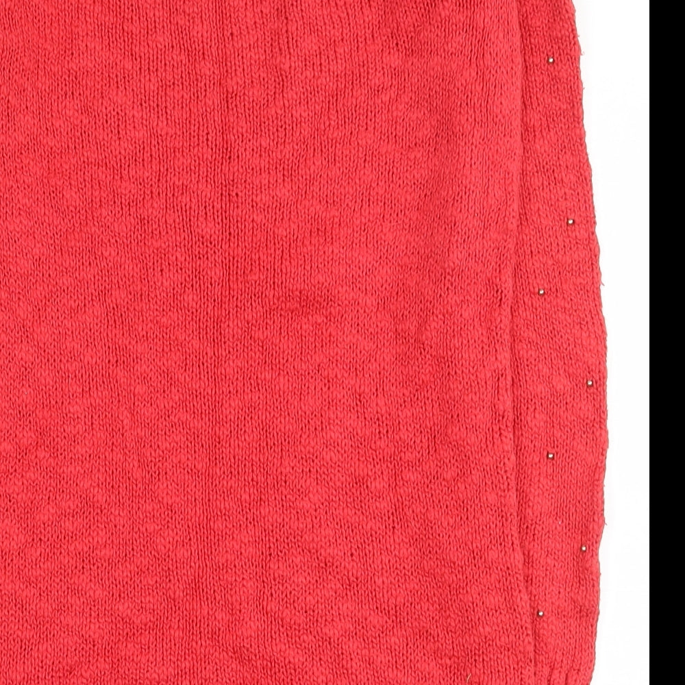 Oasis Womens Red Round Neck 100% Cotton Pullover Jumper Size XS