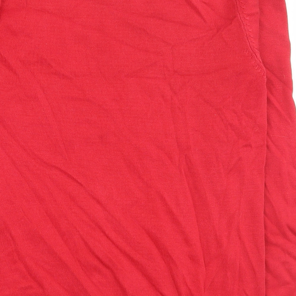 George Girls Red V-Neck Cotton Pullover Jumper Size 10-11 Years Pullover - School wear