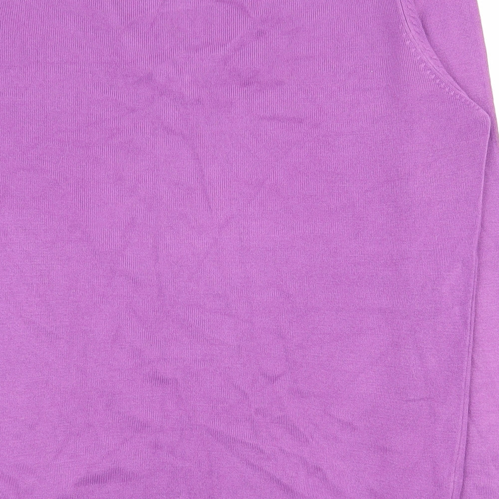 Marks & Spencer Womens Purple V-Neck Acrylic Pullover Jumper Size 12