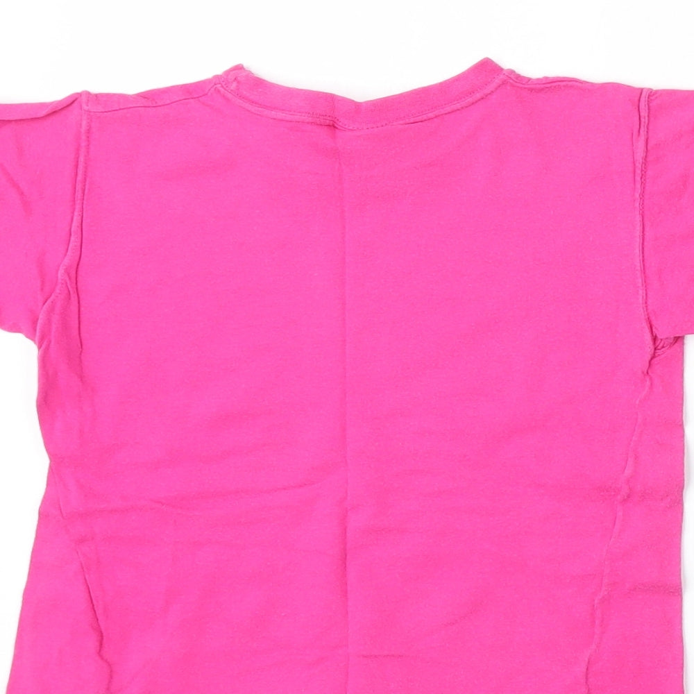 Adams Girls Pink Cotton Basic T-Shirt Size 5-6 Years Round Neck