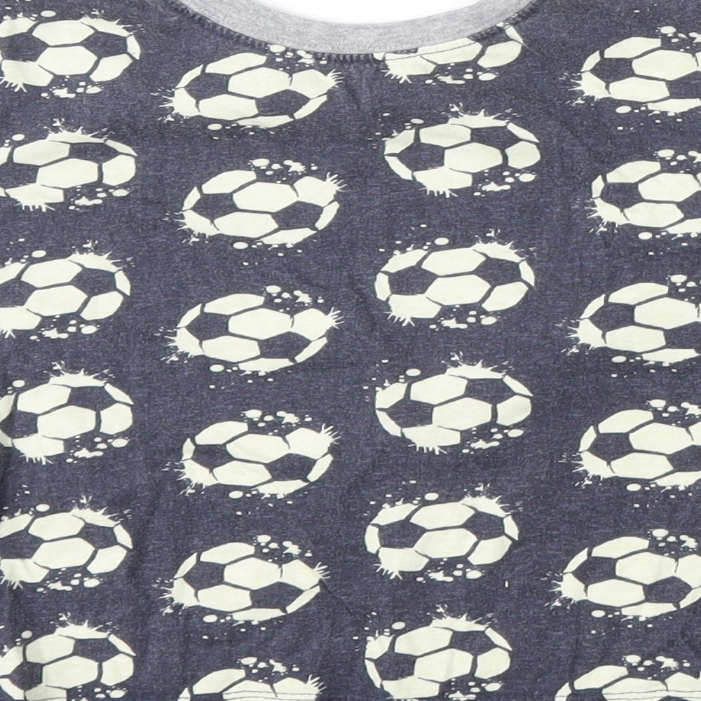 Kids Boys Blue Geometric Cotton Basic T-Shirt Size 6-7 Years Round Neck - FOOTBALL